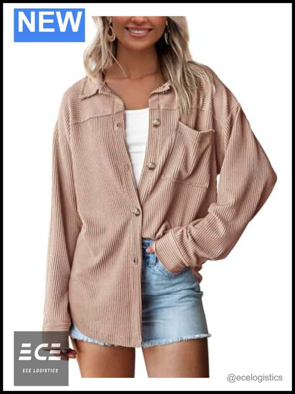 PRETTYGARDEN Oversized Textured Button Down Shirt Women Loose Fit Blouse